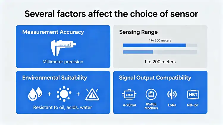 Several factors affect the choice of sensor Several factors affect the choice of sensor