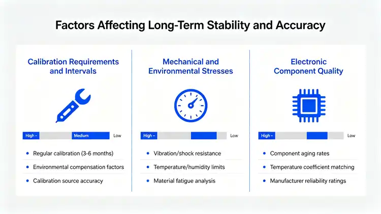 Factors affecting long-term stability and accuracy